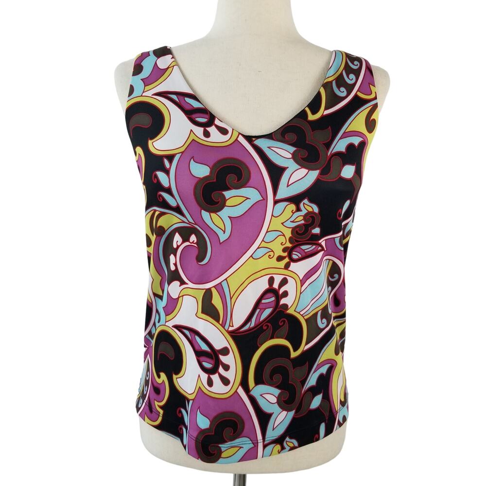 Athleta Purple Black Teal Yellow Sport Top Active Wear Underwire Top Size Small